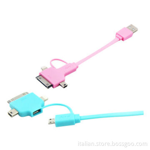 Multi-functional 4-in-1 USB Charging Sync Date Cable for iPhone 4/5/Samsung/Smartphones